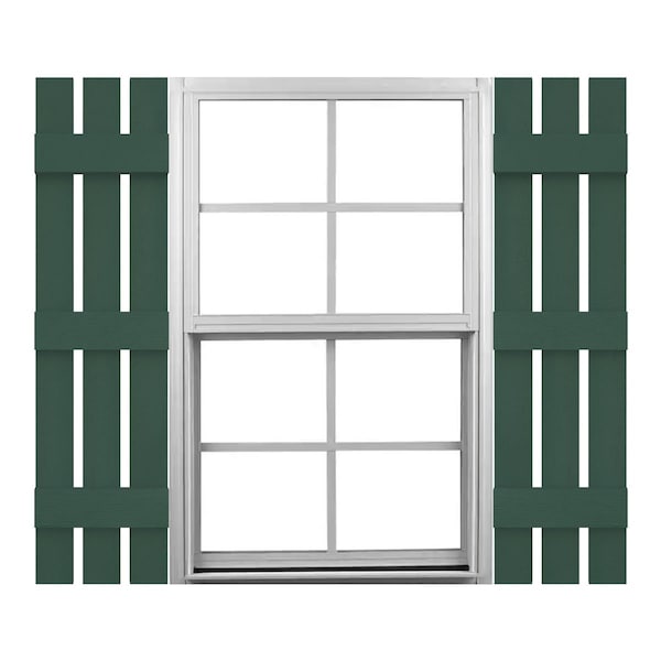 Ekena Millwork 12-in. W x 59-in. H Mid-America Vinyl, Standard Size Three Board Spaced Shutters, 028, Forest Green, PR 00031259028 - main